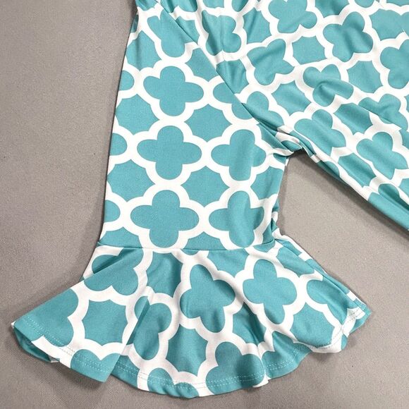 Lily Sky Dress Women's 3X Aqua Blue Midi Trellis Print Pockets 3/4 Bell Sleeves - Picture 9 of 12